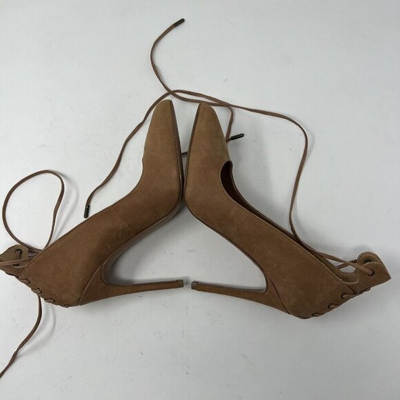 Nine West Size 5 Light Brown Tie Up NWEBBA Leather Stiletto Heels - Picture 6 of 8